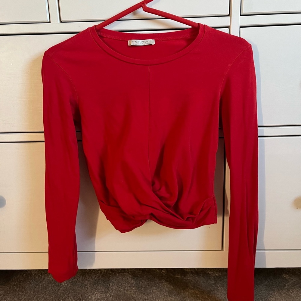 Zara Trafaluc Red Long Sleeved Shirt, Size Small.